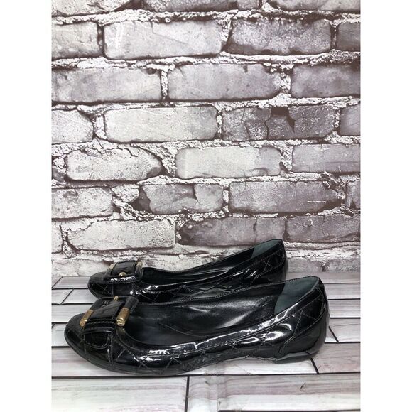 Burberry Black Patent Leather Quilted Buckle Strap Ballet Flats Women Sz 36EU/6M - Picture 10 of 16